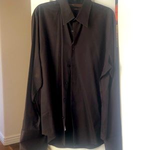 PERRY ELLIS SHIRT W-CUFFLINK SLEEVE SZ-XL BROWN TONE-ON-TONE GOOD CONDITION